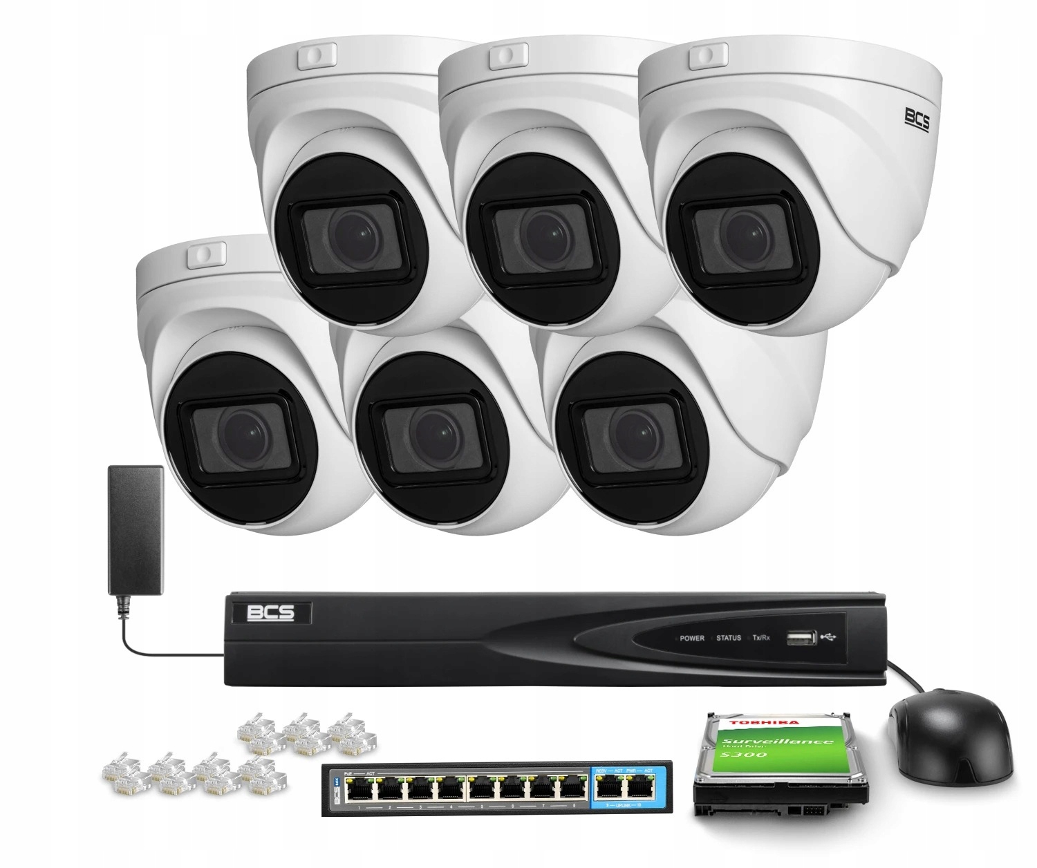 Zestaw monitoringu domu firmy kamera IP 6x BCS-V-EIP45VSR3 5MPx IR 30