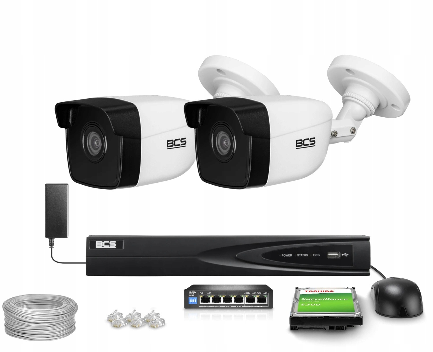 Zestaw monitoringu 2x kamera BCS-V-TIP14FWR3 4MPx IR 30m