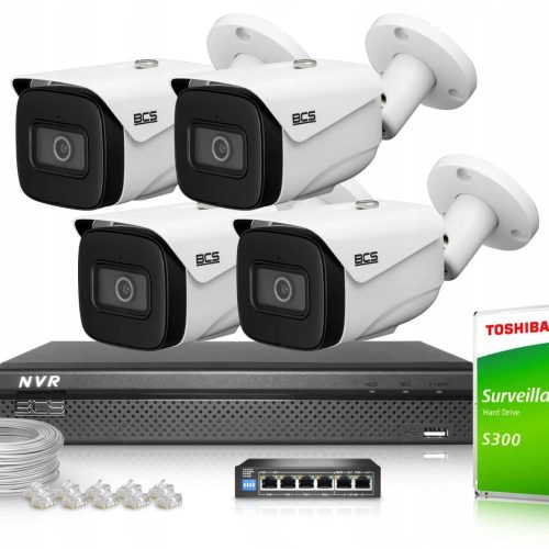 Zestaw monitoringu dom firma kamery IP 4x BCS-L-TI...