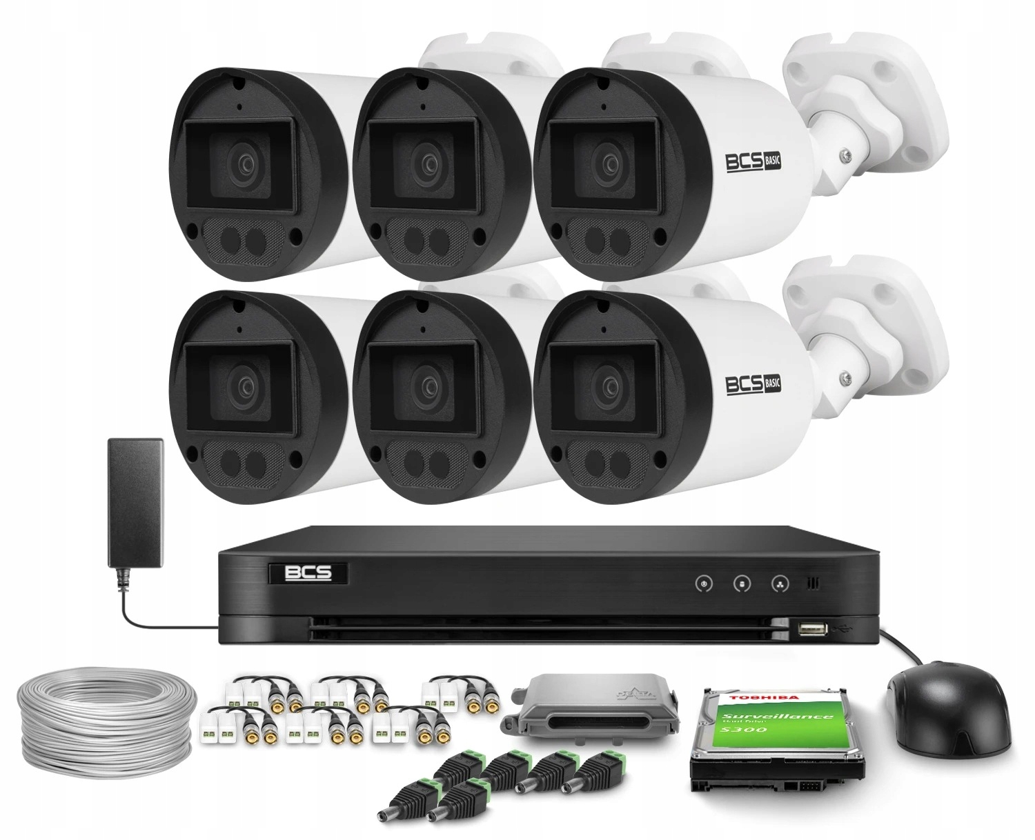 Zestaw do monitoringu dom firma kamery 6x BCS-B-TA15FSR4(2.0) 5Mpx BCS