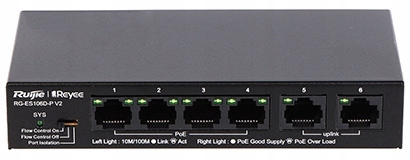 SWITCH POE RG-ES106D-P-V2 4-PORTOWY REYEE