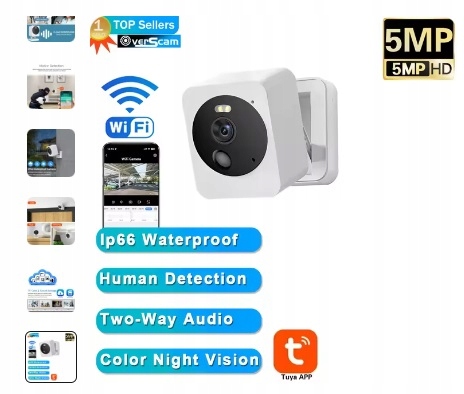 MAŁA KAMERA MONITORINGU TUYA SMART LIVE IOS ANDROID CHMURA POWIADOMIENIA