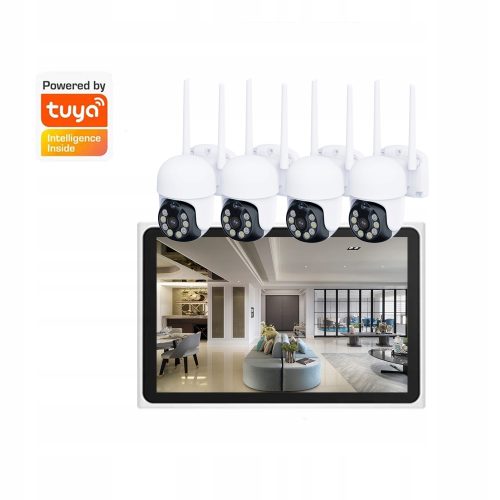 ZESTAW 4 KAMER WIFI 3MPX Z NVR LCD TUYA SMART LIVE...