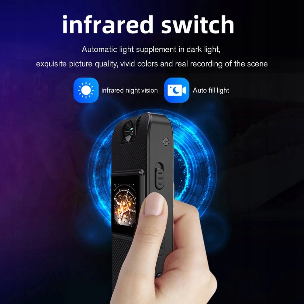 Kamera na ciało WiFi HD 1080P Interfejs LCD z klipsem - obrazek 5