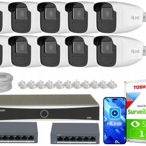 Zestaw Monitoringu dom firma 10x IPCAM-B2-50IR DS-...