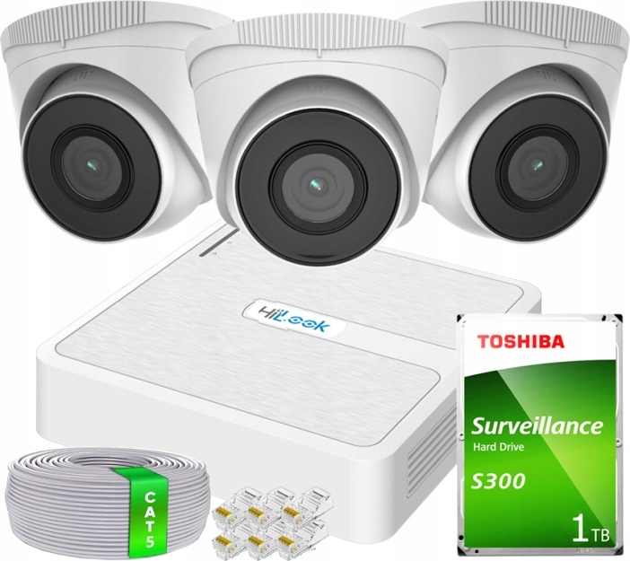 Zestaw monitoringu dom kamera IP 3x IPCAM-T2 NVR-4CH-H/4P 2MPx IR 30 m
