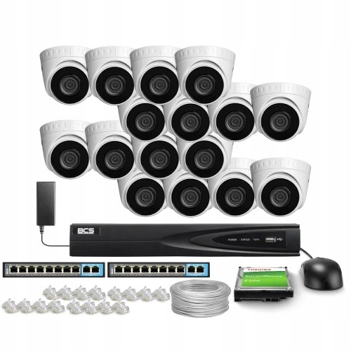 Zestaw monitoringu dom firma kamery IP 16x BCS-V-E...