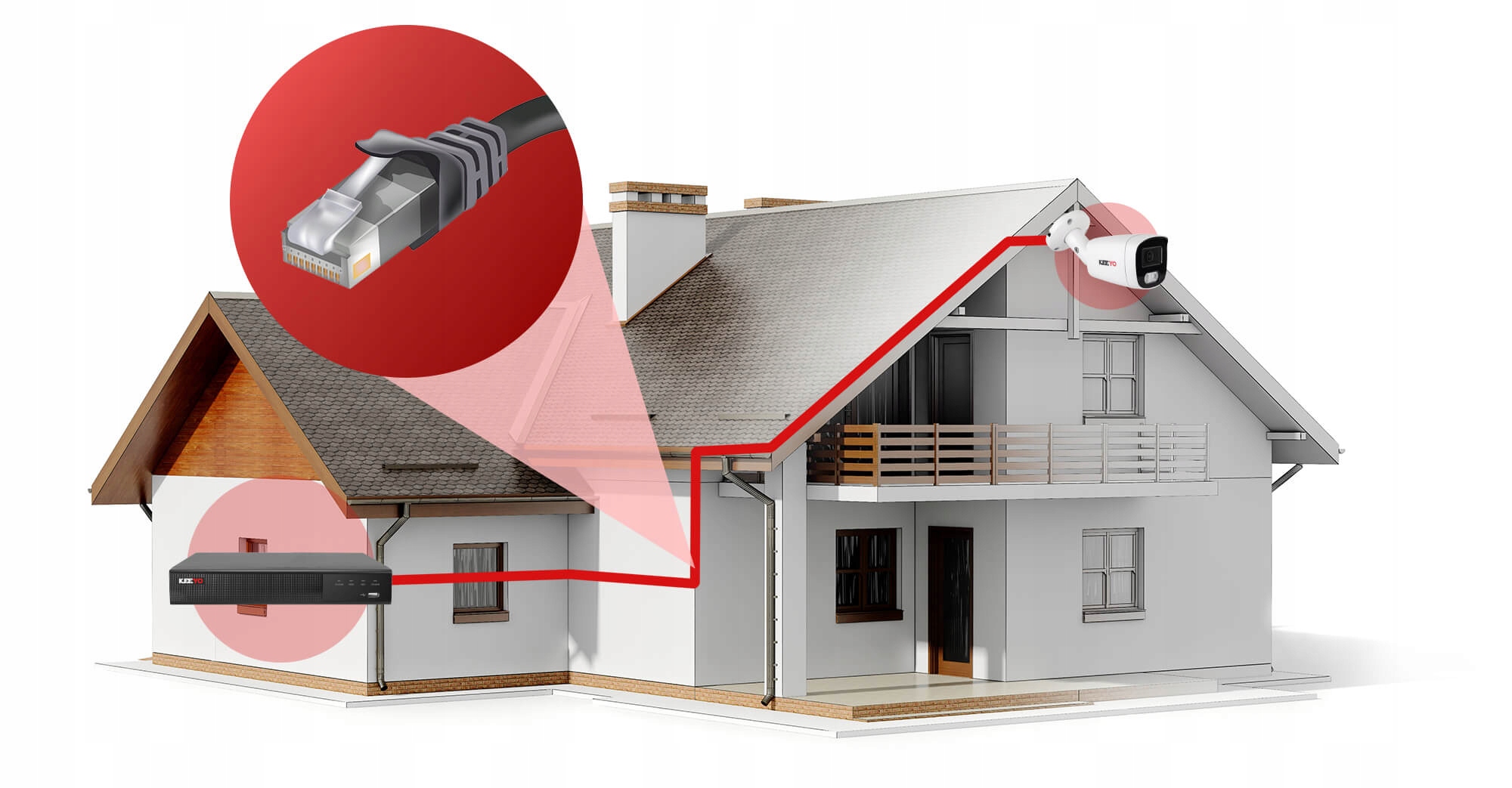 Zestaw monitoringu zewnętrzny IP KEEYO 14x LV-V-IP8M25TF-DL 8Mpx mikrofon - obrazek 5