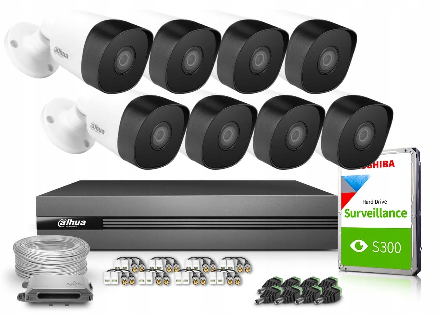 Zestaw do monitoringu Dahua 8x HAC-B1A21-0360B 2.1MPx IR 20m D-WDR 2D-DNR
