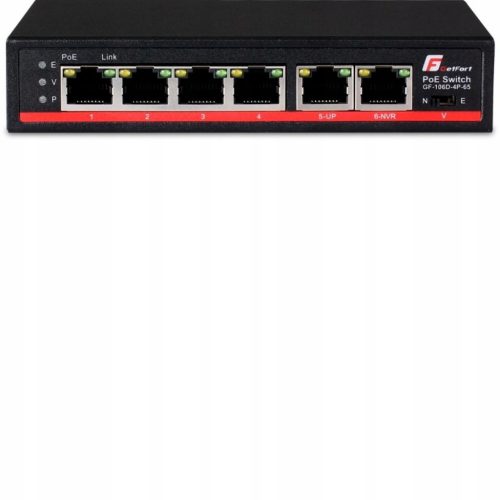 SWITCH POE GETFORT 4FE x POE + 2FE UPLINK 65W