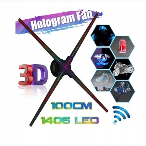 Wyświetlacz Hologram 3D reklamowy 100cm 1600LED F...