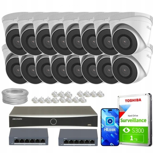 Zestaw monitoringu domu firma sklep kamera 16x IPC...