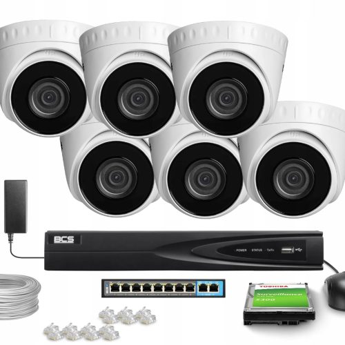 Zestaw monitoringu dom firma kamery IP 6x BCS-V-EI...