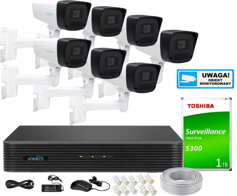 Zestaw do monitoringu dom kamera IP 7x IPC-B222-APF40 2MPx IR 60 m