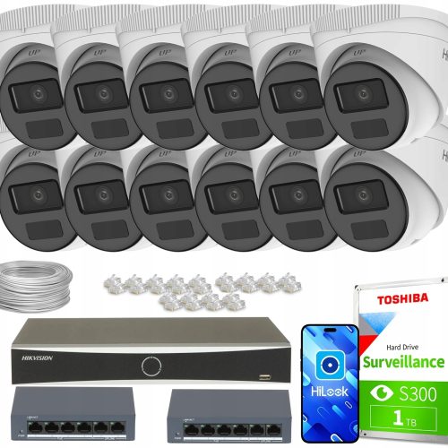 Zestaw do Monitoringu dom firma 12x IPCAM-T4-P Ful...