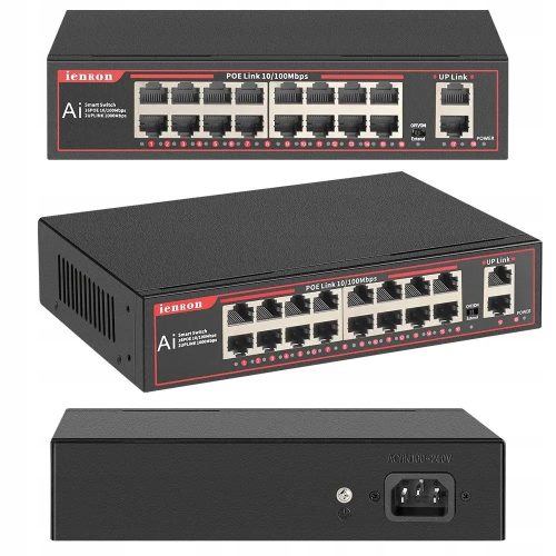 Switch POE 18 Port przełącznik 100 Mb/s POE + 10...
