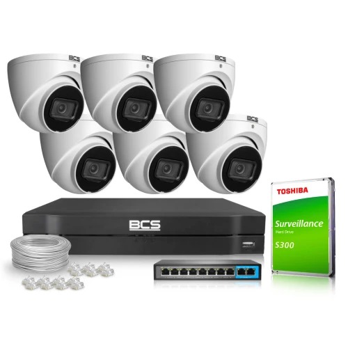 Zestaw monitoringu dom firma kamery IP 6x BCS-L-EI...