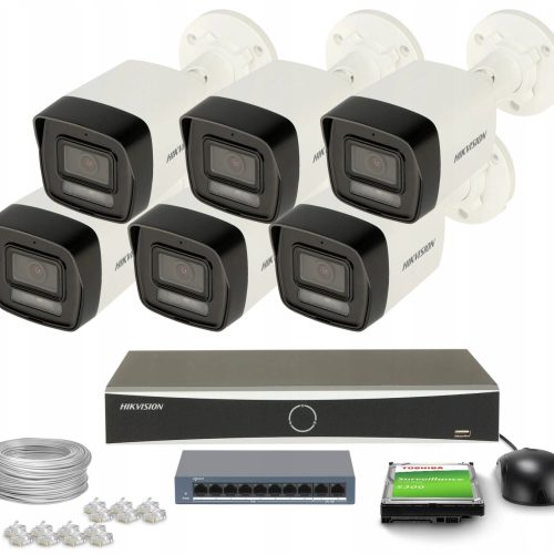 Zestaw do monitoringu dom IP 6x DS-2CD1043G2-LIU D...