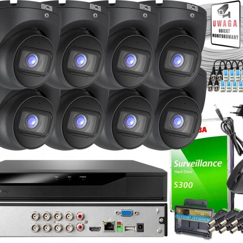 Zestaw monitoringu dom firma 8x BCS-EA15FSR3-G 5MP...