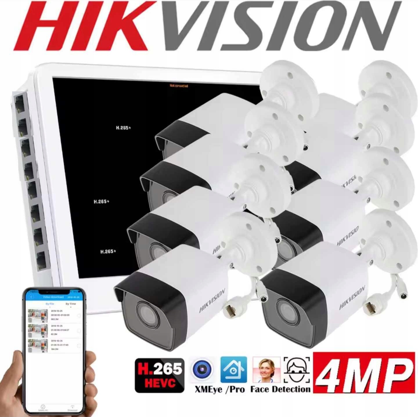 Zestaw do monitoringu HiLook IPC-B4-P (x8) +NVR-8CH-8P MONITOR LCD +HDD - obrazek 7