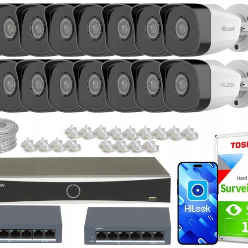 Zestaw monitoringu dom firma kamery 16x IPCAM-B2 F...