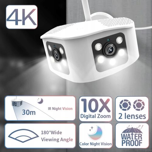 KAMERA WIFI PANORAMICZNA 180° 8MPX 4k KOLOR p2p
