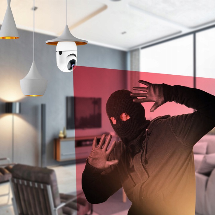 KAMERA WIFI OBROTOWA 3MPX Z GWINTEM E27 APP TUYA - obrazek 4