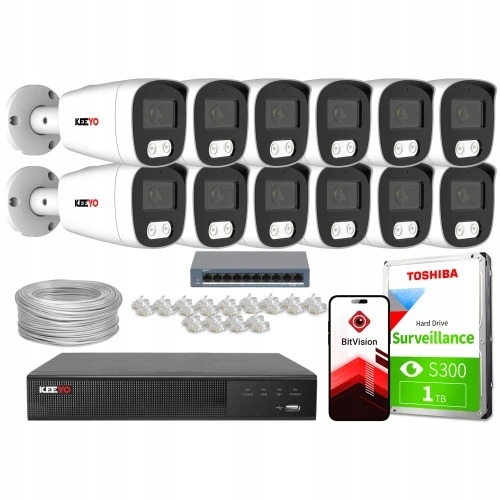 Zestaw monitoringu zewnętrzny IP KEEYO 12x LV-V-I...