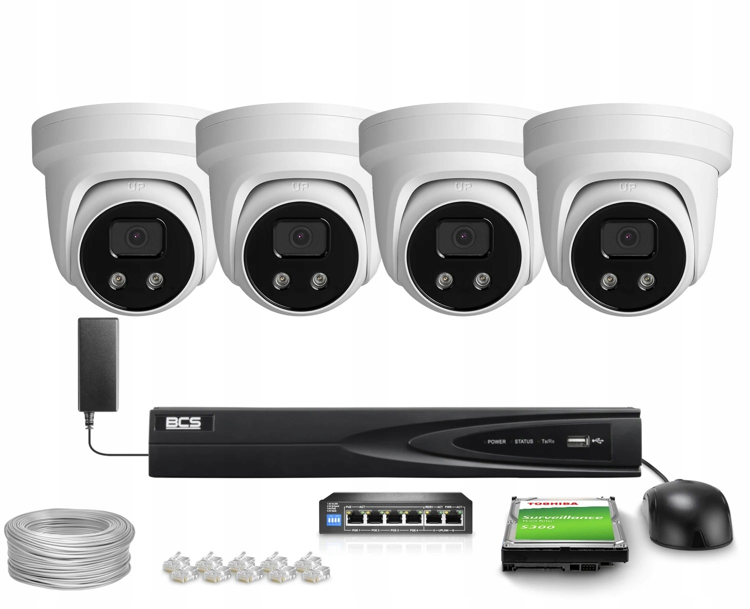 Zestaw monitoringu domu firmy kamery 4x BCS-V-EIP28FSR3-Ai2 8Mpx mikrofon
