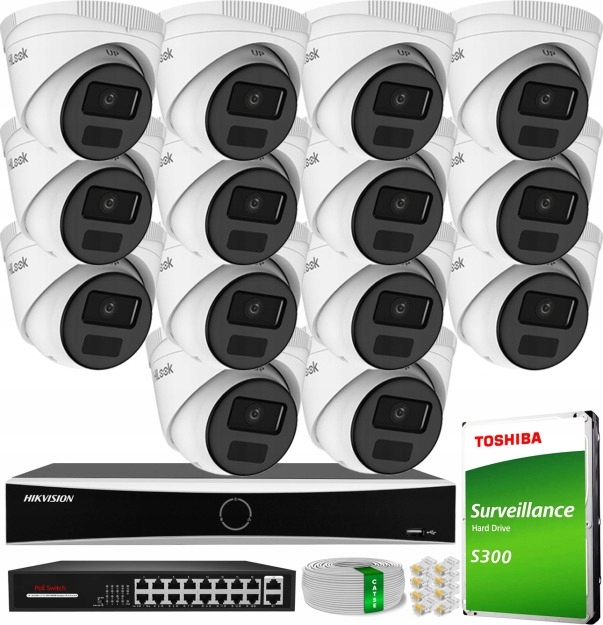 Zestaw monitoringu dom kamera IP 14x IPC-T241H-C DS-7616NXI-K1 4MPx IR 20m