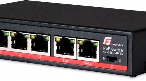 SWITCH POE GETFORT 4FE x POE + 2FE UPLINK 65W