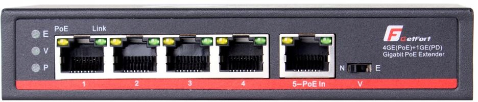 Switch POE Getfort 4GE + POE-IN 1GE 90W (HI-PoE) - obrazek 2