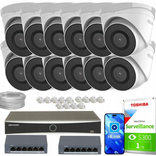 Zestaw monitoringu domu firma sklep kamera 12x IPC...