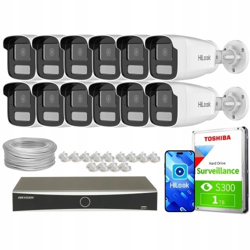 Zestaw do monitoringu firmy 12x IPCAM-B4-30DL 4MPx...
