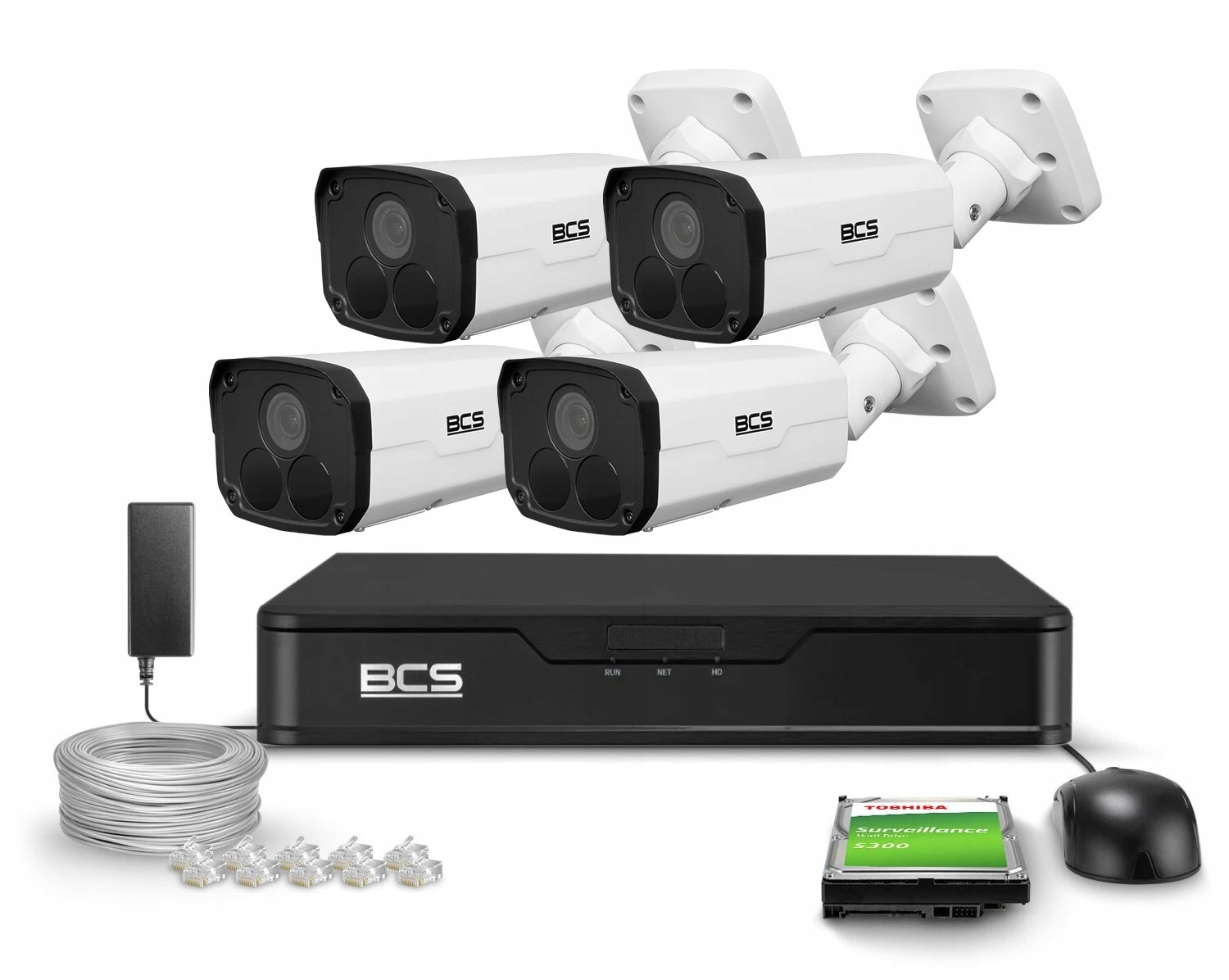 Zestaw monitoringu dom firma 4x BCS-P-TIP54FSR5-Ai2 4Mpx IR 50m mikrofon