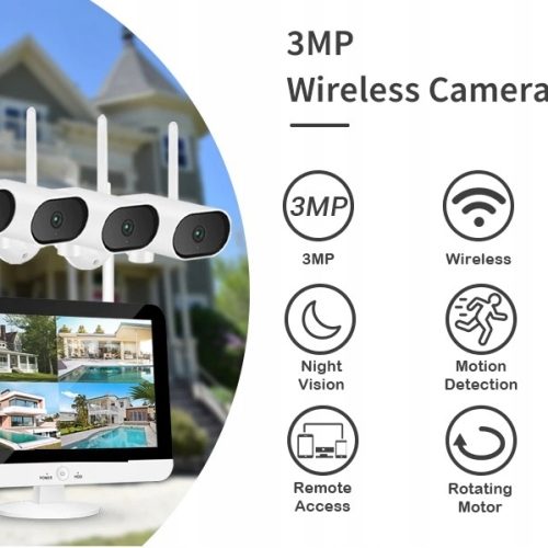 ZESTAW KAMER OBROTOWYCH WIFI Z MONITOREM LCD 3mpx
