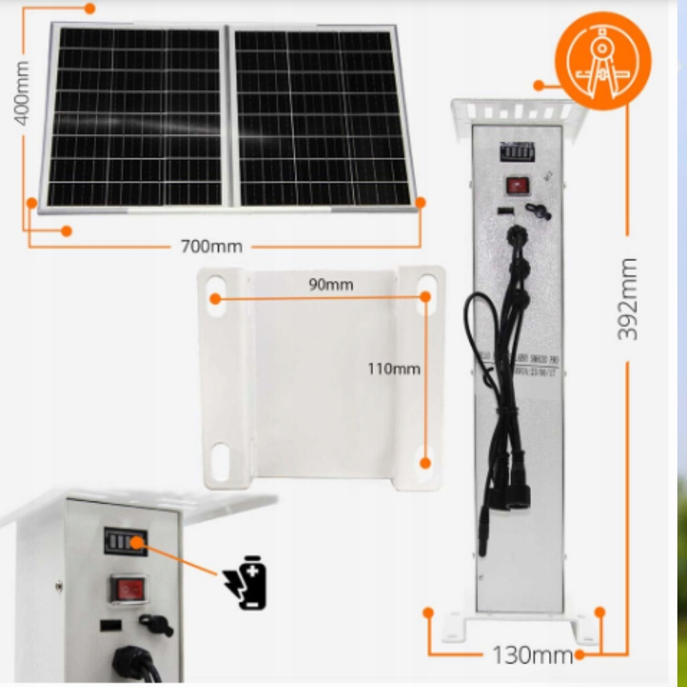 Panel fotowoltaiczny solarny do Kamer Monitoringu 80W 40AH - obrazek 2