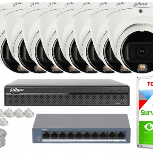 Zestaw monitoringu dom firma kamera IP DAHUA 8x IP...