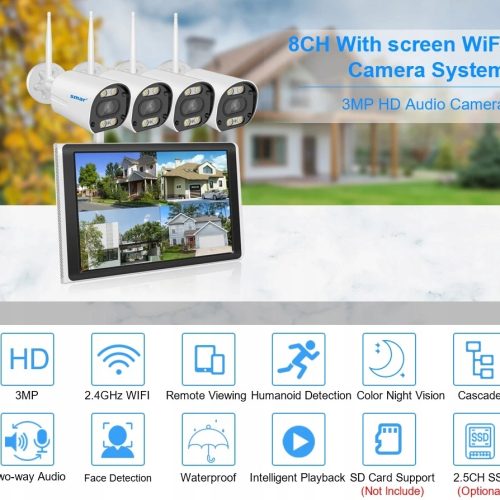 ZESTAW 8 KAMER WIFI Z EKRANEM LCD 3MPX APLIKACJA X...