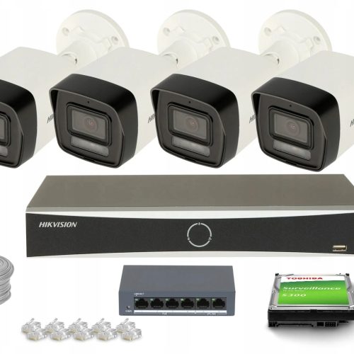 Zestaw do monitoringu dom IP 4x DS-2CD1043G2-LIU D...