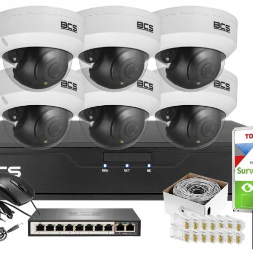 Zestaw do monitoringu dom sklepu IP 6x BCS-P-DIP15...