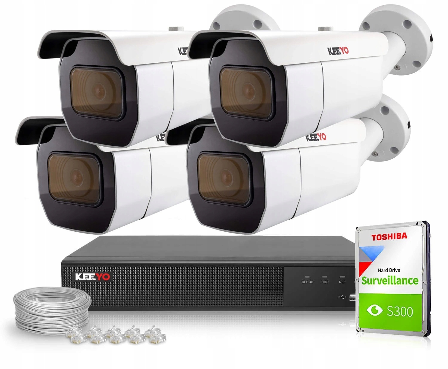 Zestaw monitoringu zewnętrzny kamera IP 4x LV-V-IP8M6TF-AI-B 8Mpx IR60m