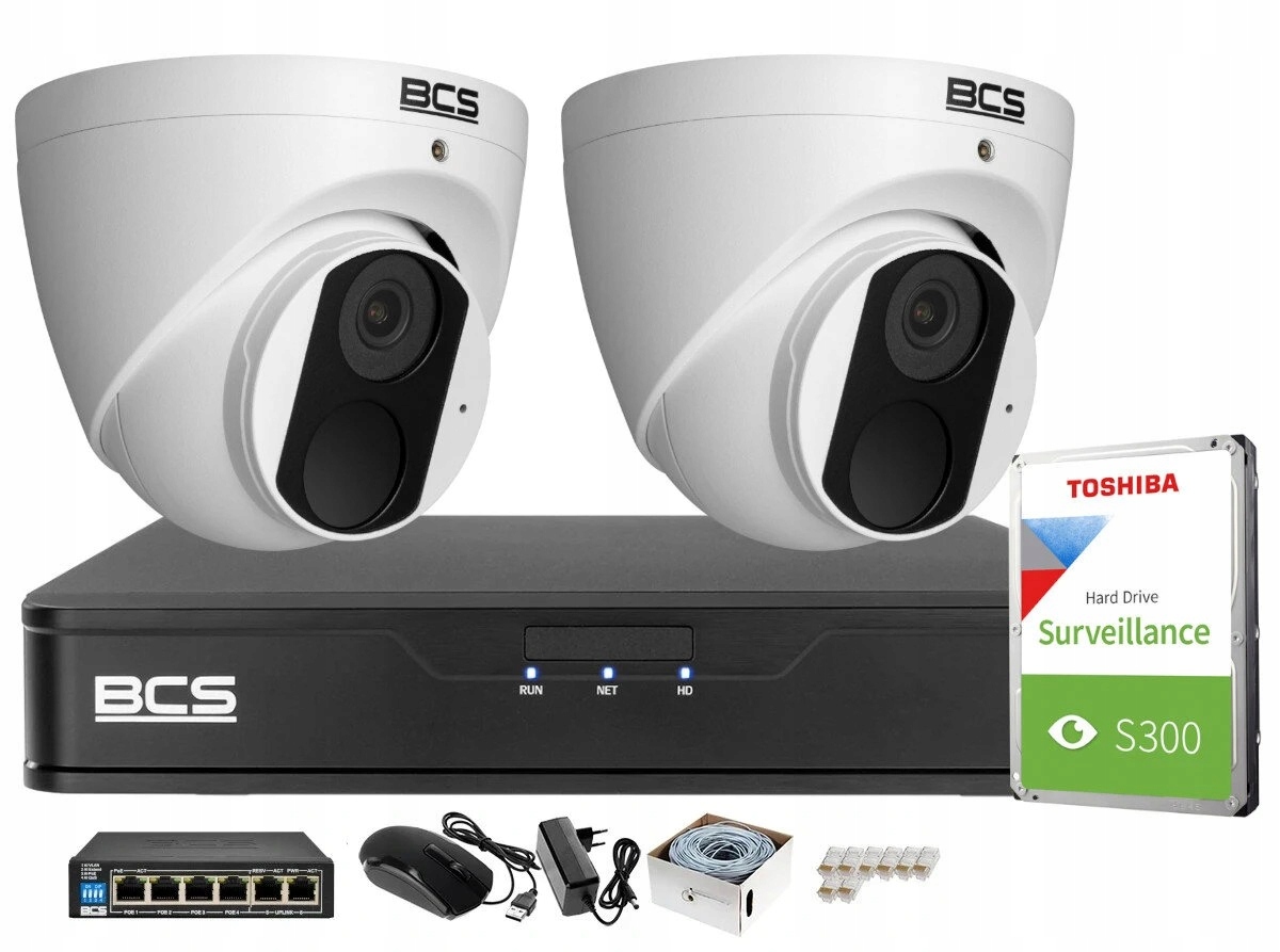 Zestaw do monitoringu kamery 2x BCS-P-EIP15FSR3 5MPx IR 30m Starlight 1TB