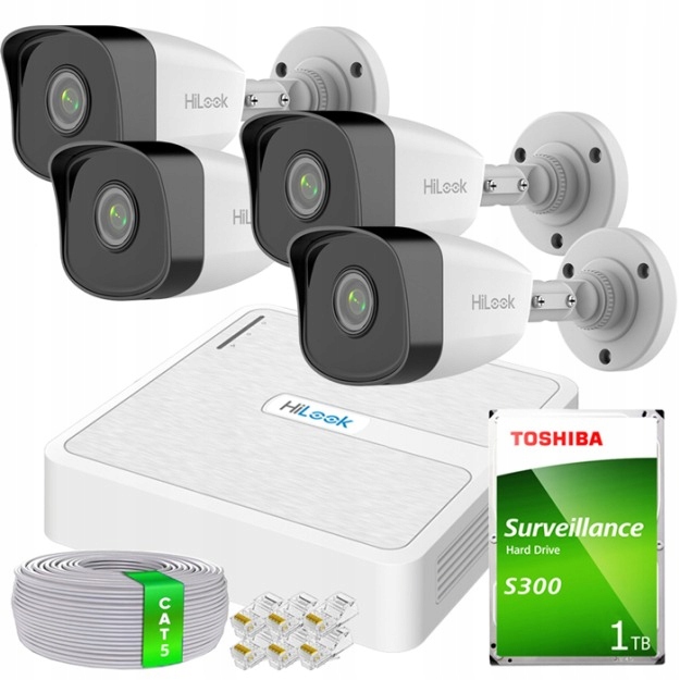 Zestaw monitoringu dom kamera IP 4x IPCAM-B2 NVR-4CH-H/4P 2MPx IR 30 m