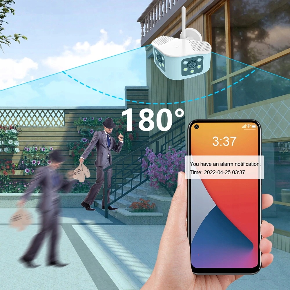 KAMERA WIFI PANORAMICZNA 180° 8MPX 4k KOLOR p2p - obrazek 5