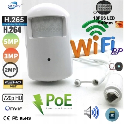 UKRYTA KAMERA W CZUJCE RUCHU WIFI AUDIO 5MPX SONY