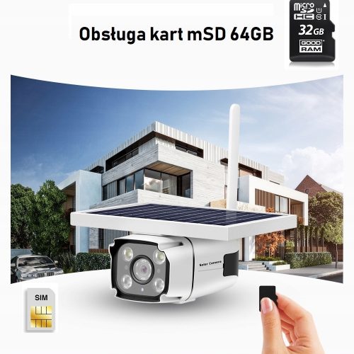 KAMERA SOLARNA GSM 3G 4G +PANEL SOLARNY+ karta SIM