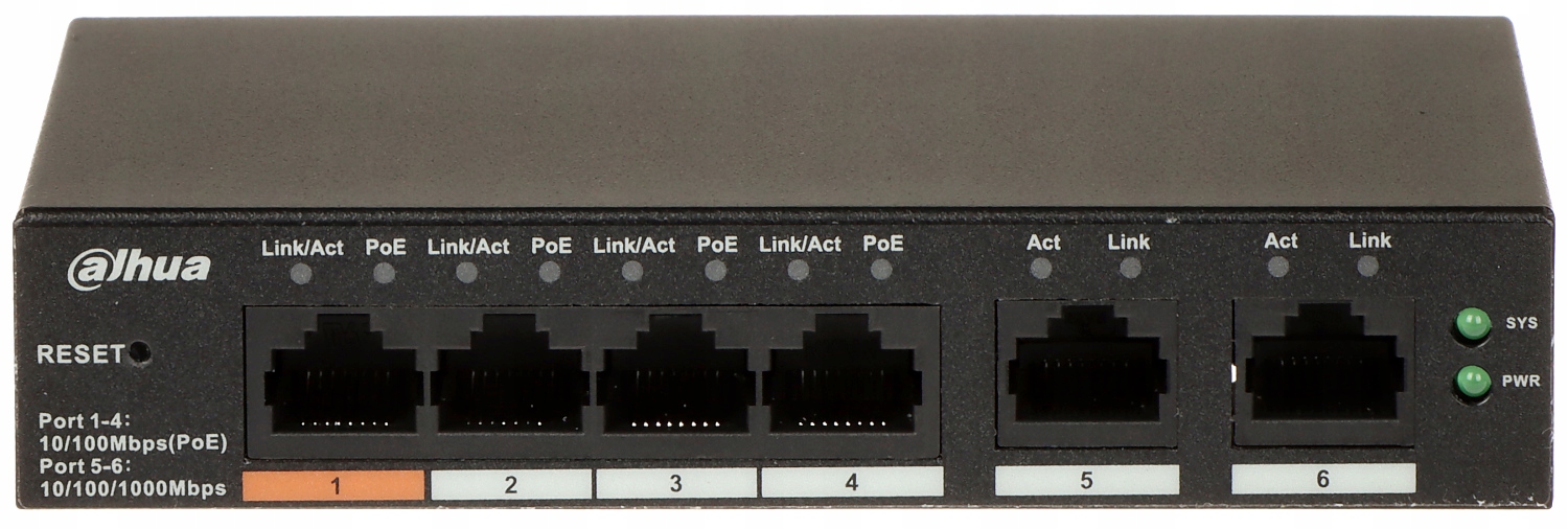 SWITCH POE CS4006-4ET-60 4-PORTOWY DAHUA - obrazek 2