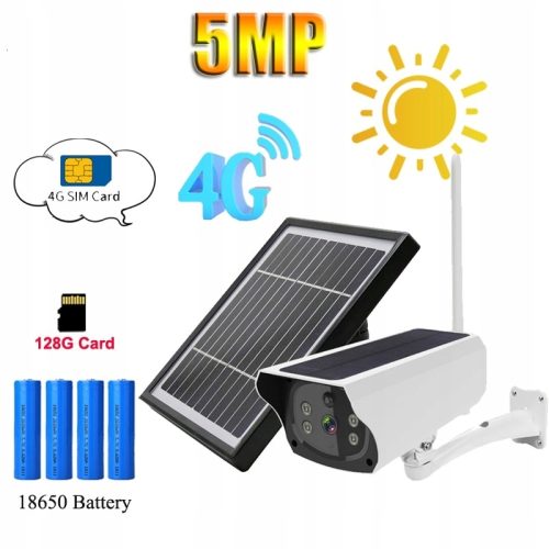 KAMERA 4G SOLARNA Z DWOMA PANELAMI SOLAR 5mpx SUPER HD