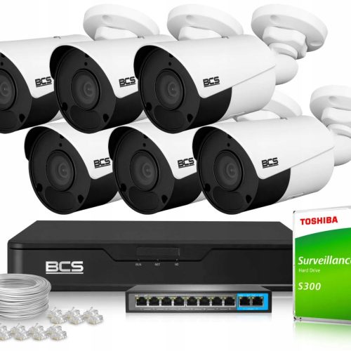 Zestaw monitoringu dom firma 6 kamery BCS-P-TIP15F...